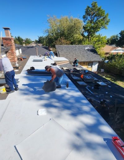 An Oklahoma roof being replaced by Belter Roofing and Construction.