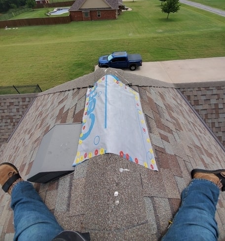 Belter Roofing OKC performing a residential roof repair in Oklahoma.