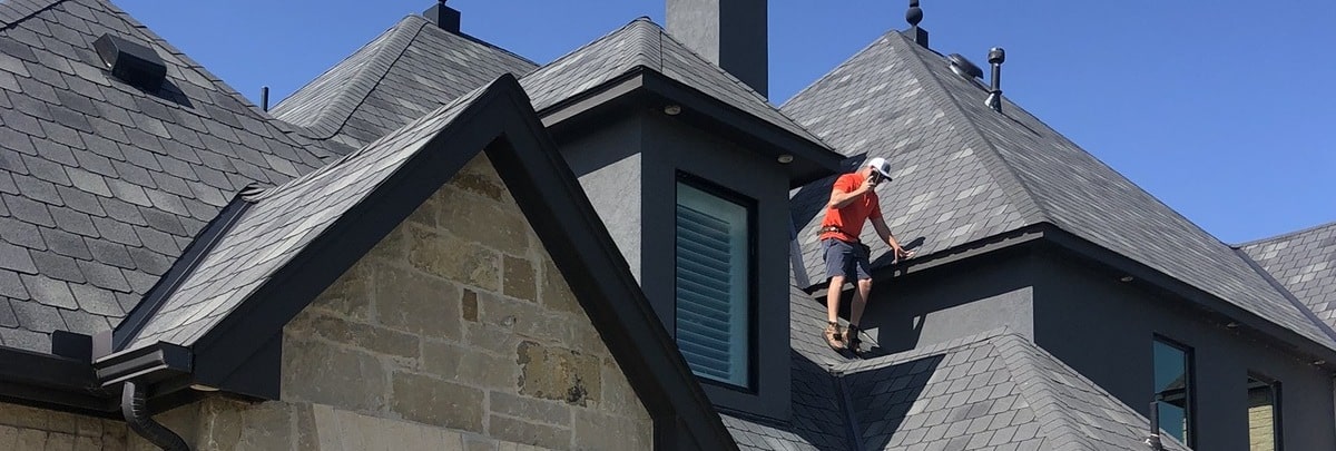 Belter Roofing and Construction completing a roof inspection on an Oklahoma roof.