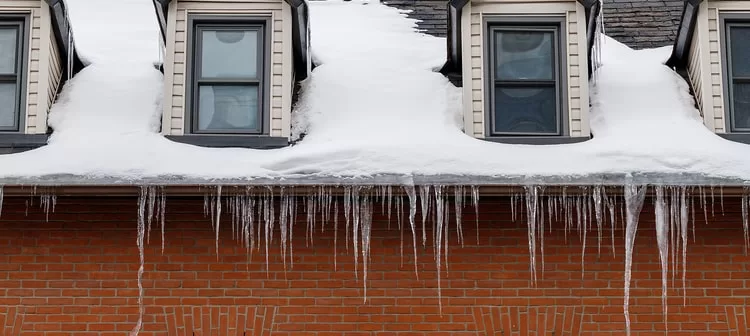 Snow and ice on a roof.